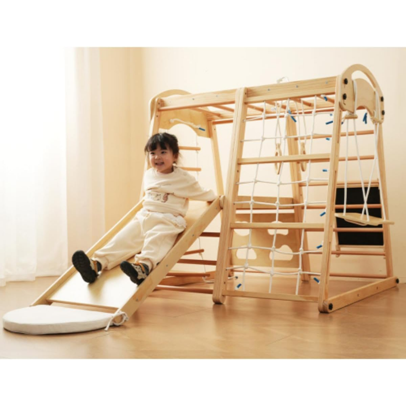 Kids Outdoor Climbing Frame - 木製室内滑り台付き屋内遊具、子供用大型遊具、折りたたみ式木製屋内遊具