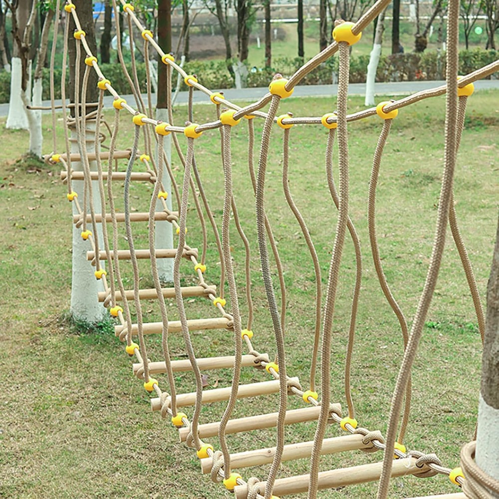 Kids Outdoor Climbing Frame - 幼稚園の体力トレーニング用アームレストスイングブリッジ、吊り橋、バランスブリッジ、木製ブリッジ、クライミング用屋外遊具