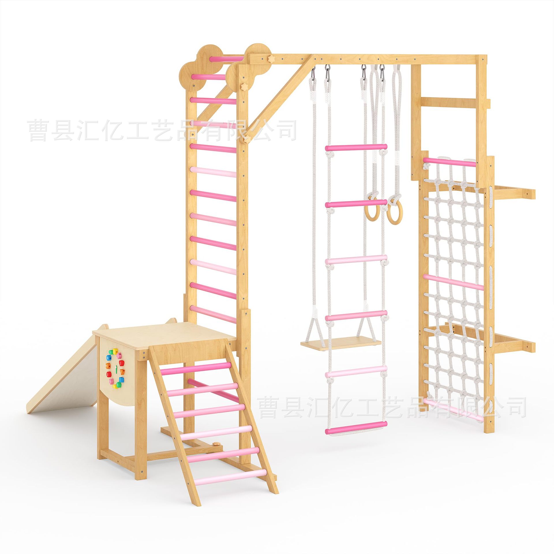 Kids Outdoor Climbing Frame - 室内木製キッズフィットネス玩具、木製クライミングコンボ遊具、子供用スポーツトレーニング器具