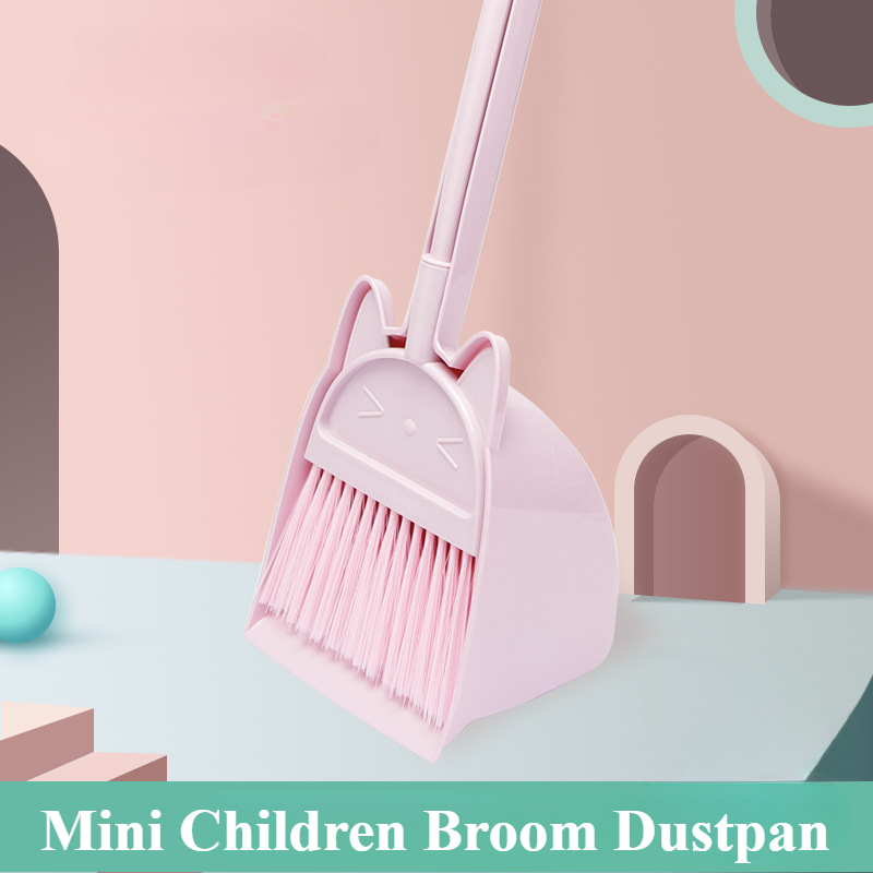 Kids Outdoor Broom - ミニ子供ほうきとちりとり漫画猫柔軟な毛子供ごっこ遊び幼児屋内屋外床掃除ツールセット
