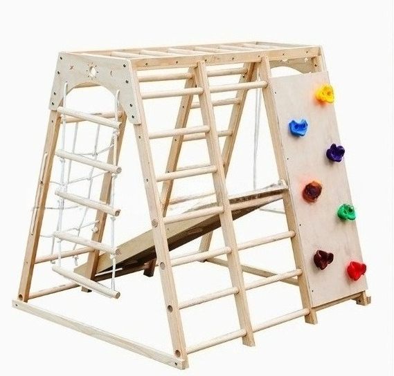 木製クライミングフレーム、ブランコと滑り台の組み合わせセット - Kids Outdoor Climbing Frame のレビューと価格