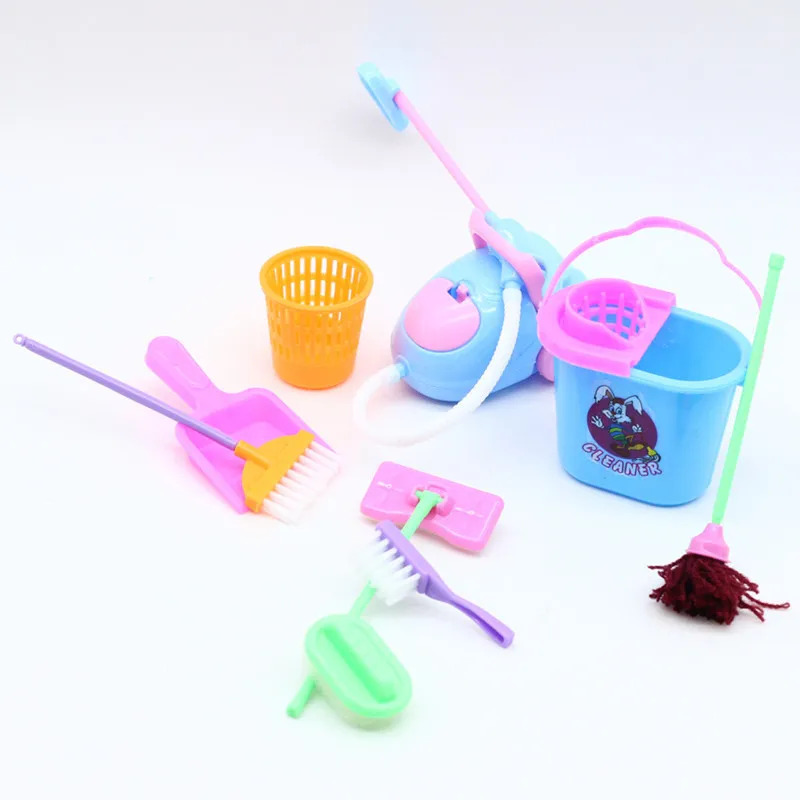 9 個ミニチュアドールハウスクリーニング用品ミニバケツモップ - Kids Outdoor Broom のレビューと価格