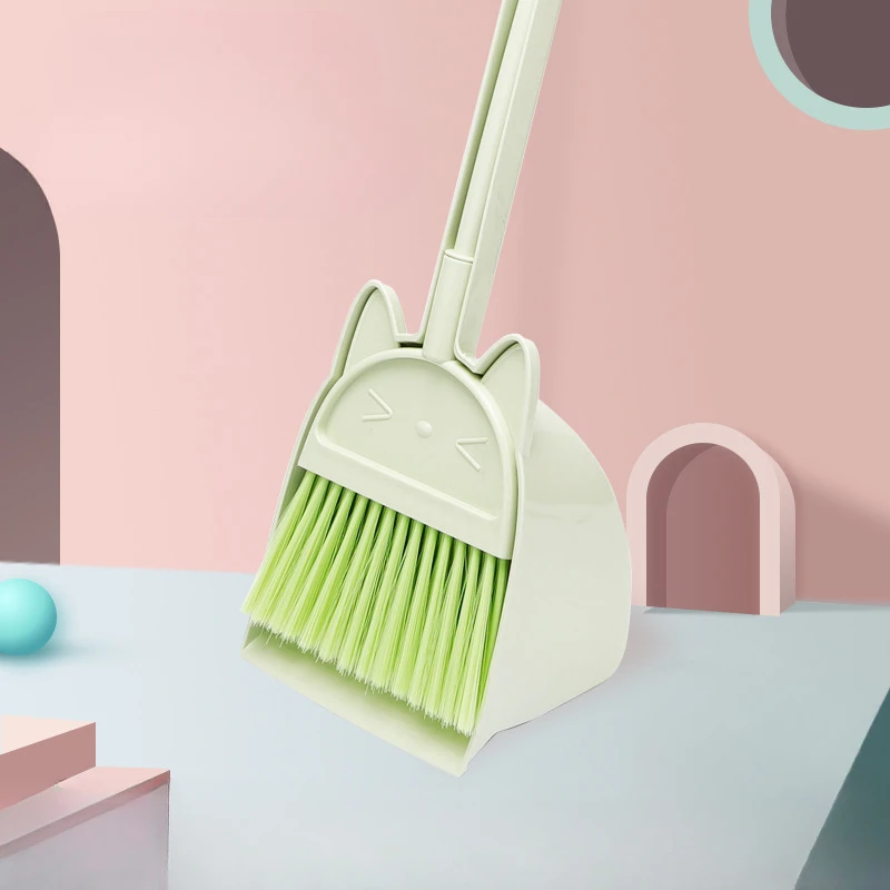 ミニ子供用ほうきとちりとり、漫画猫の柔軟な毛先、子供向けごっ - Kids Outdoor Broom のレビューと価格