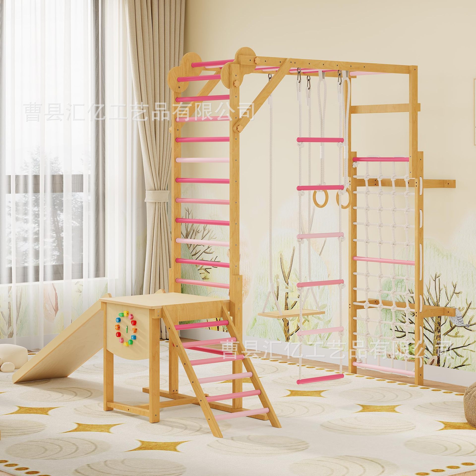 室内木製キッズフィットネス玩具、木製クライミングコンボ遊具、 - Kids Outdoor Climbing Frame のレビューと価格