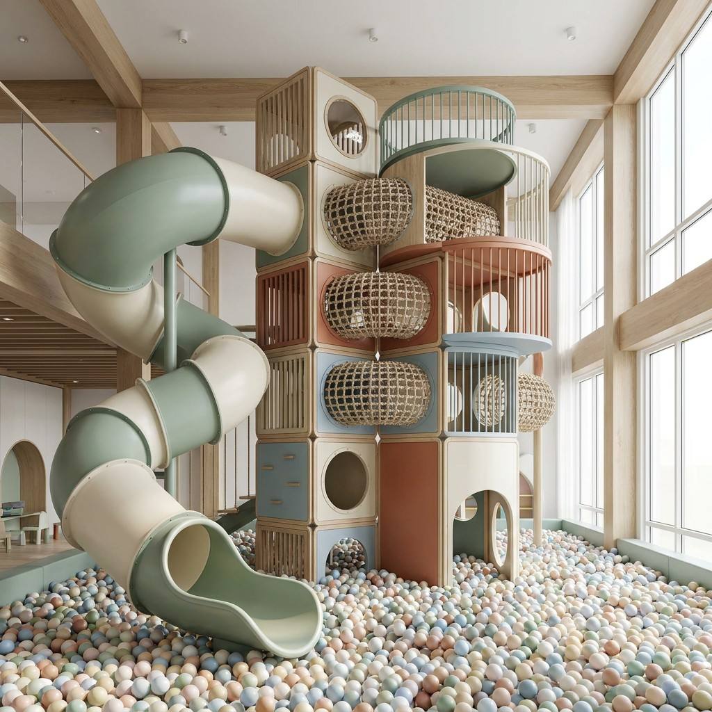 ミニマリスト室内遊園地、モジュール式ソフトプレイ、巨大滑り台 - Kids Outdoor Climbing Frame のレビューと価格