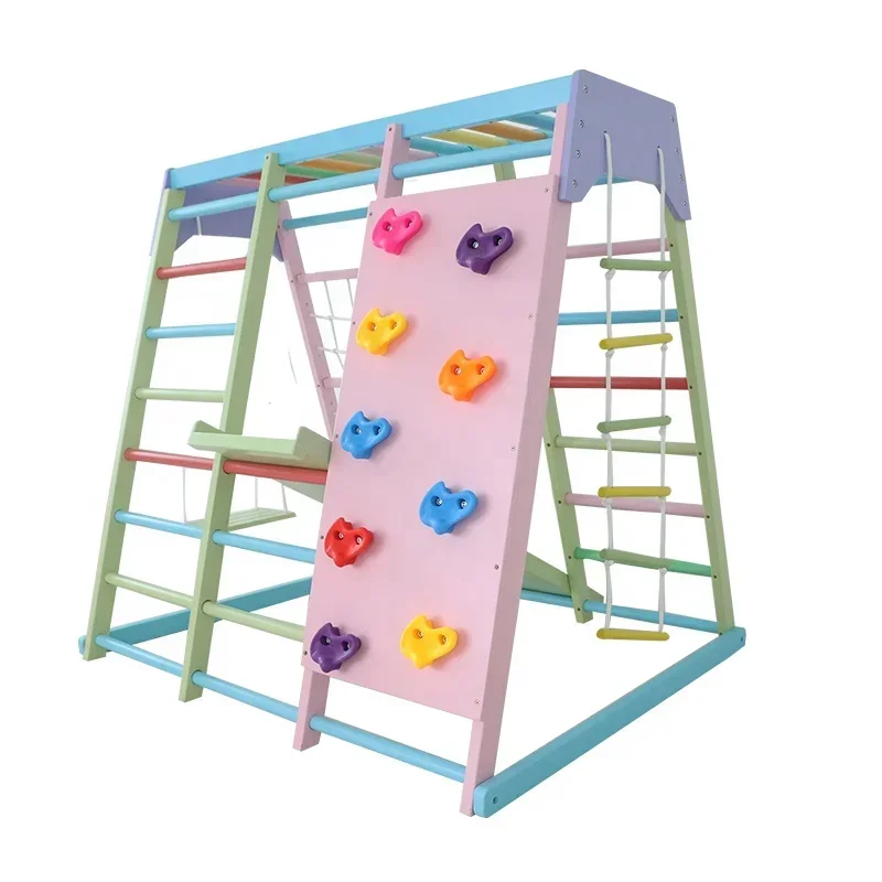 子供用木製クライミングフレーム屋内セット、ブランコ、滑り台、 - Kids Outdoor Climbing Frame のレビューと価格