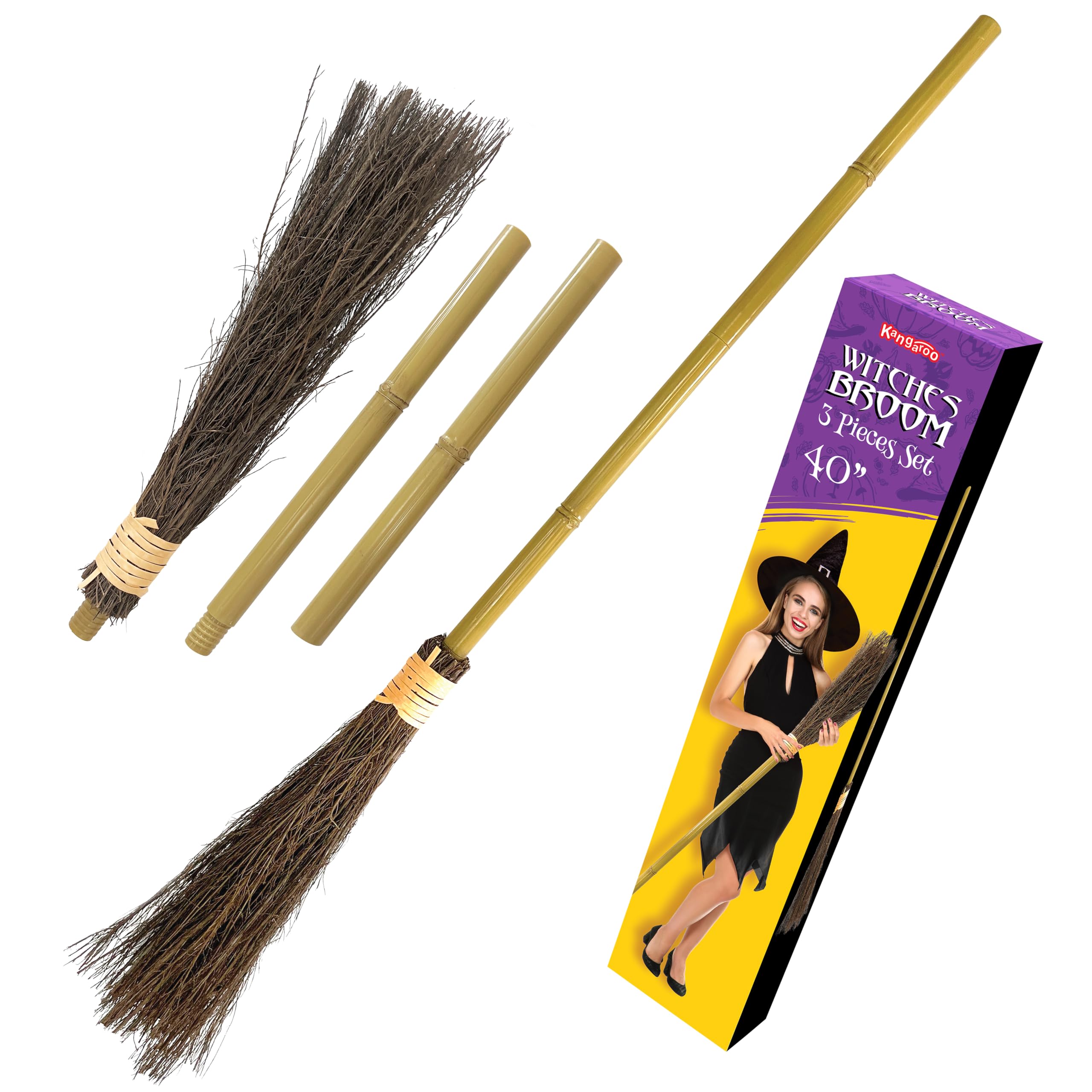カンガルー 40インチ バンブー製魔女のほうき 子供、ティー - Kids Outdoor Broom のレビューと価格